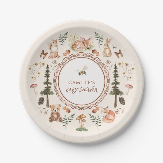 ウッドランド素朴ウィンターボーイ赤ちゃんシャワー ペーパープレート (正面)