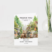 ウッドランド素朴ウォーターカラーベビーシャワー サンキューカード (正面)