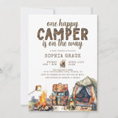 ウッドランド素朴ウォーターカラーベビーシャワー 招待状 (正面)