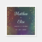 ウッドランド素朴エンチャント・フォレ結婚スト スタンダードカクテルナプキン (正面)