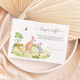 ウッドランド素朴カンガルー赤ちゃんシャワーおむつラッフル エンクロージャーカード
