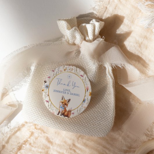 ウッドランド素朴キツネサンキューベイビーシャワー ラウンドシール
