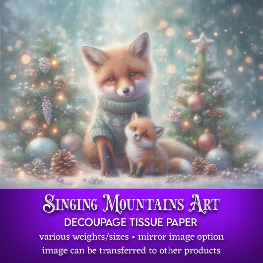 ウッドランド素朴キツネマザー&ベビークラフトデコップページ 薄葉紙