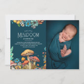 ウッドランド素朴キノコ真菌1st誕生日の写真 招待状 (正面)