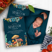 ウッドランド素朴キノコ真菌1st誕生日の写真 招待状