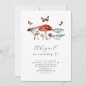 ウッドランド素朴キノコ誕生日パーティーへの招待 招待状 (正面)