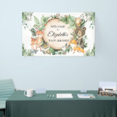 ウッドランド素朴グリーンリーベビーシャワーへようこそ 横断幕 (トレードショー)