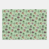 ウッドランド素朴コテージパインツリースノークリスマス ラッピングペーパーシート (正面3)