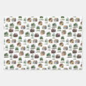 ウッドランド素朴コテージパインツリースノークリスマス ラッピングペーパーシート (正面)