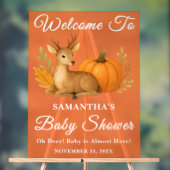 ウッドランド素朴ディアー&カボチャ秋ベビーシャワー アクリルサイン (ニュートラル)