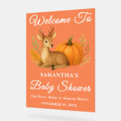 ウッドランド素朴ディアー&カボチャ秋ベビーシャワー アクリルサイン (傾斜)