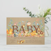 ウッドランド素朴ニュートラルベビーシャワー招待状 招待状 (スタンド正面)