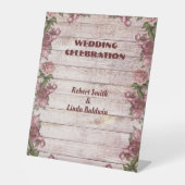 ウッドランド素朴バラフローラカントリーウェディングパーティー 台座サイン (正面)