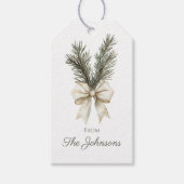 ウッドランド素朴パインブランチパーソナライズされたクリスマス ギフトタグ (正面)