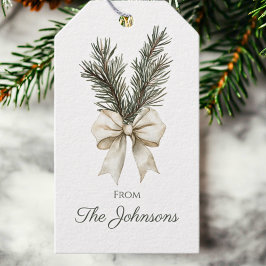 ウッドランド素朴パインブランチパーソナライズされたクリスマス ギフトタグ