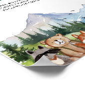 ウッドランド素朴ファミリー伝統ベビーシャワーのサイン ポスター (角)