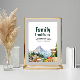 ウッドランド素朴ファミリー伝統ベビーシャワーのサイン ポスター