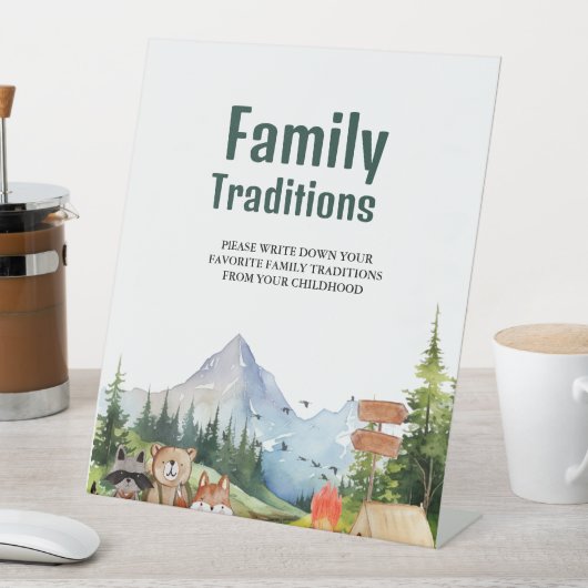 ウッドランド素朴ファミリー伝統ベビーシャワーのサイン 台座サイン (インサイチュ)