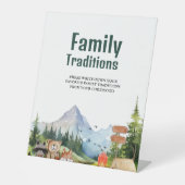 ウッドランド素朴ファミリー伝統ベビーシャワーのサイン 台座サイン (正面)