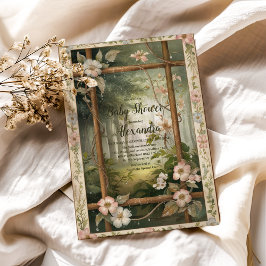 ウッドランド素朴フォレストの赤ちゃんシャワー 招待状