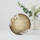 ウッドランド素朴フォレストウッドツリー結婚トランク 招待状 (スタンド正面)