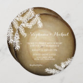 ウッドランド素朴フォレストウッドツリー結婚トランク 招待状 (正面/裏面)