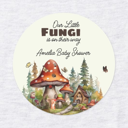 ウッドランド素朴フォレストキノコ赤ちゃんシャワーパック ラベル (デザイン1)