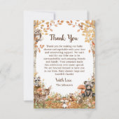 ウッドランド素朴フォレストニュートラル赤ちゃんシャワー サンキューカード (正面)