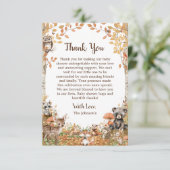 ウッドランド素朴フォレストニュートラル赤ちゃんシャワー サンキューカード (スタンド正面)