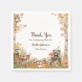 ウッドランド素朴フォレストニュートラル赤ちゃんシャワー スタンダードカクテルナプキン