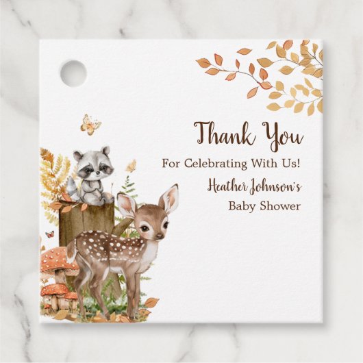 ウッドランド素朴フォレストニュートラル赤ちゃんシャワー フェイバータグ (正面)