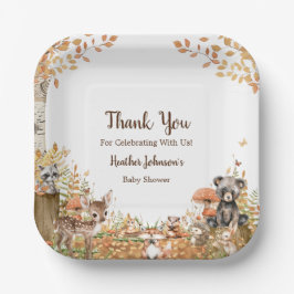 ウッドランド素朴フォレストニュートラル赤ちゃんシャワー ペーパープレート