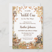 ウッドランド素朴フォレストニュートラル赤ちゃんシャワー 招待状 (正面)