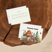 ウッドランド素朴フォレストマッシュルーム赤ちゃんシャワー秋 サンキューカード