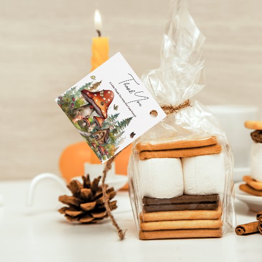 ウッドランド素朴フォレストマッシュルーム赤ちゃんシャワー秋 フェイバータグ