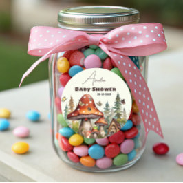 ウッドランド素朴フォレストマッシュルーム赤ちゃんシャワー秋 ラウンドシール