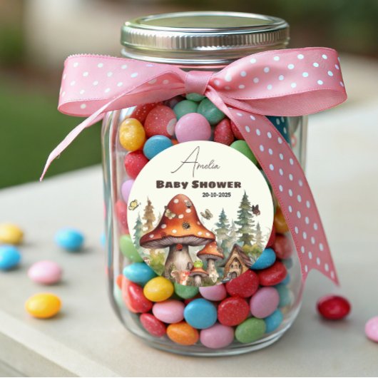 ウッドランド素朴フォレストマッシュルーム赤ちゃんシャワー秋 ラウンドシール