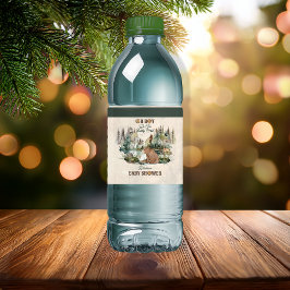 ウッドランド素朴フォレストOh Boy Bear Baby Shower ペットボトルラベル