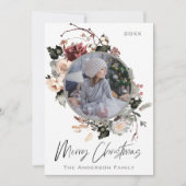 ウッドランド素朴フローラとフォトメリークリスマス シーズンカード (正面)