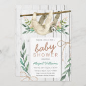 ウッドランド素朴フローラジャングルスロスベビーシャワー 招待状 (正面/裏面)