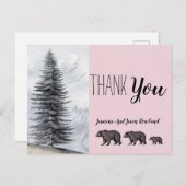 ウッドランド素朴ベアーズピンクの赤ちゃんシャワー ポストカード (正面/裏面)