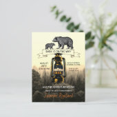 ウッドランド素朴ベアーベビーベイビーシャワー招待状 ポストカード (スタンド正面)