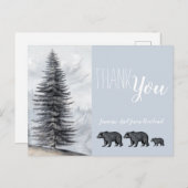 ウッドランド素朴ベアーベビーベビーシャワーありがとう ポストカード (正面/裏面)