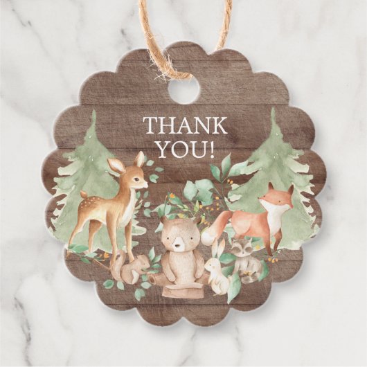 ウッドランド素朴ベイビーシャワーお気に入りギフトラベル フェイバータグ (正面)