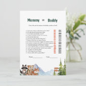ウッドランド素朴ベビートレイト赤ちゃんシャワーゲームカード 招待状 (スタンド正面)