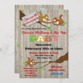 ウッドランド素朴ベビーリス赤ちゃんシャワー招待状 招待状 (正面/裏面)