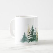 ウッドランド素朴ヴィンテージパインクリスマスツリー コーヒーマグカップ (正面左)