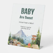 ウッドランド素朴動物の赤ちゃんシャワーお気に入りのサイン 台座サイン (正面)