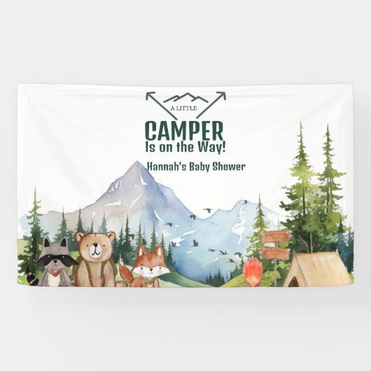 ウッドランド素朴動物の赤ちゃんシャワー歓迎サイン 横断幕 (横)