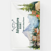 ウッドランド素朴動物の赤ちゃんシャワー歓迎サイン 横断幕 (縦)